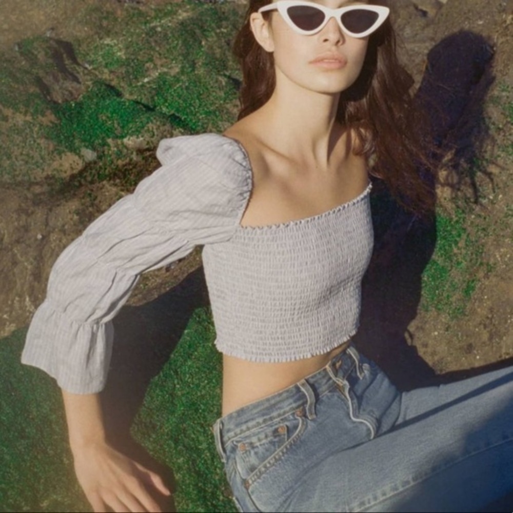 Reformation Maple Top in Blue/White Stripe